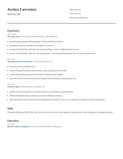 Marketing Agent Resume