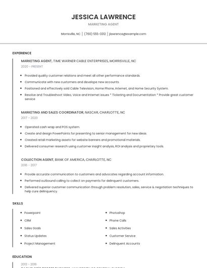 Marketing Agent Resume