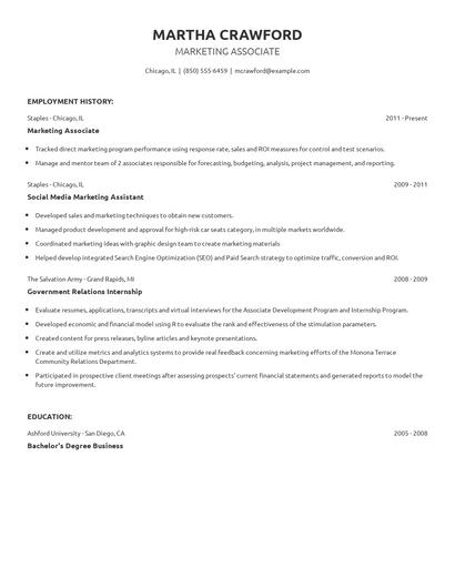 Marketing Associate Resume