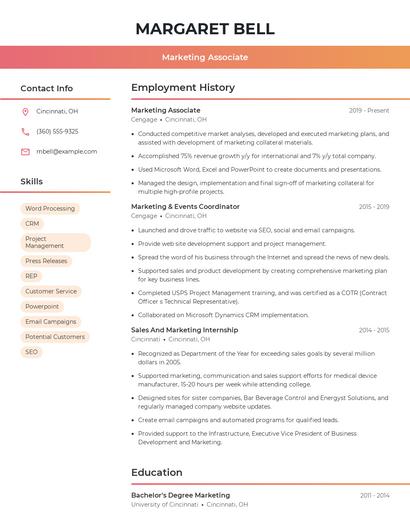 Marketing Associate Resume
