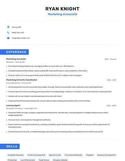Marketing Associate Resume