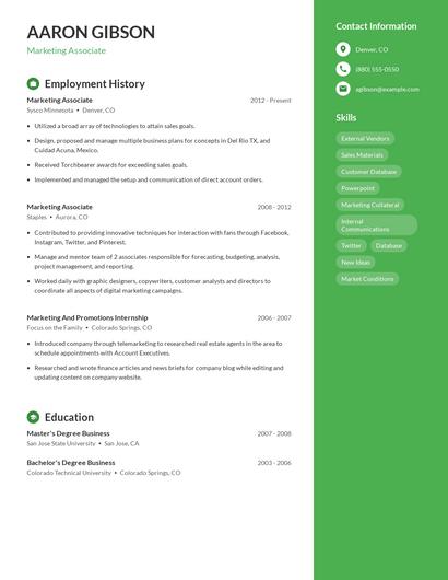 Marketing Associate Resume