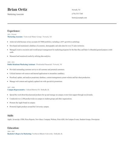 Marketing Associate Resume