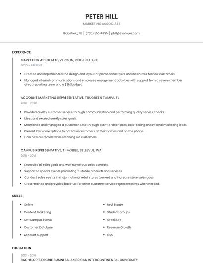 Marketing Associate Resume