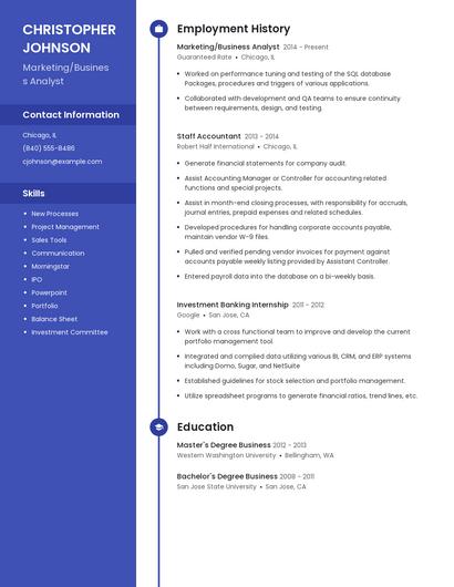 Marketing/Business Analyst Resume