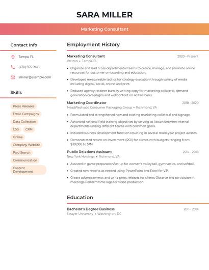 Marketing Consultant Resume