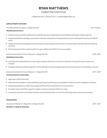 Marketing Executive Resume