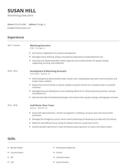 Marketing Executive Resume