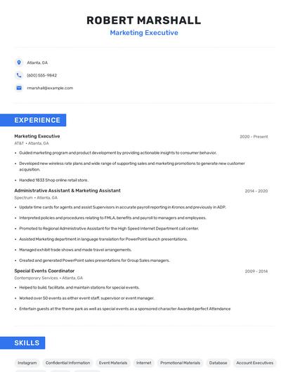 Marketing Executive Resume