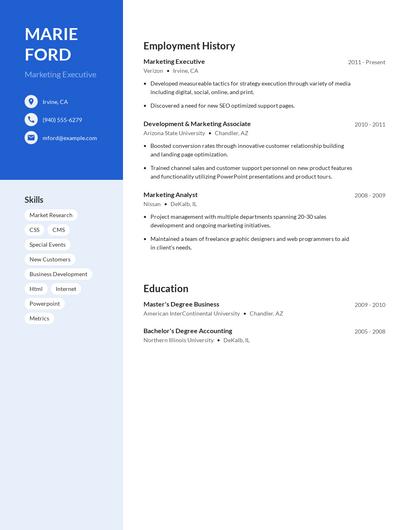 Marketing Executive Resume