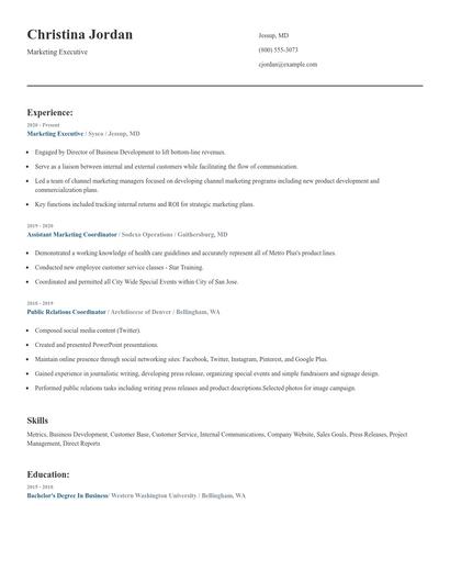 Marketing Executive Resume