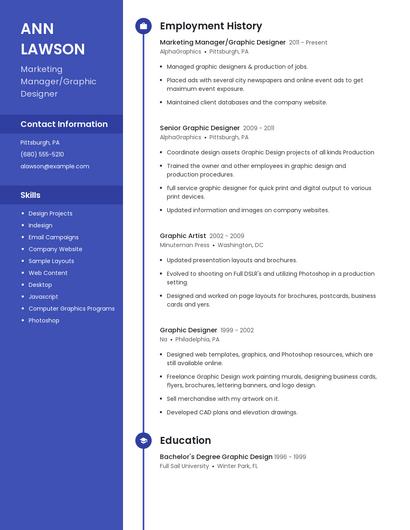 Marketing Manager/Graphic Designer Resume