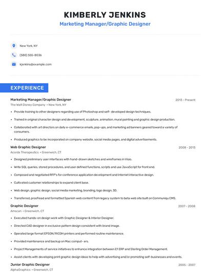 Marketing Manager/Graphic Designer Resume
