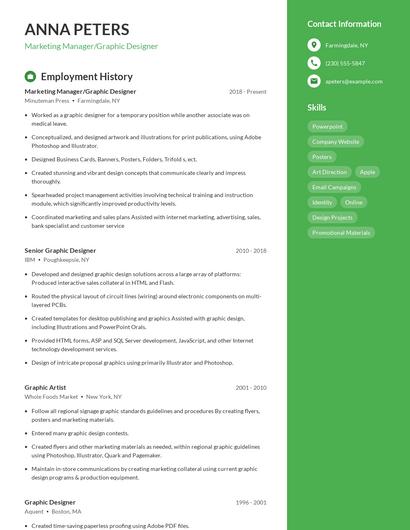 Marketing Manager/Graphic Designer Resume