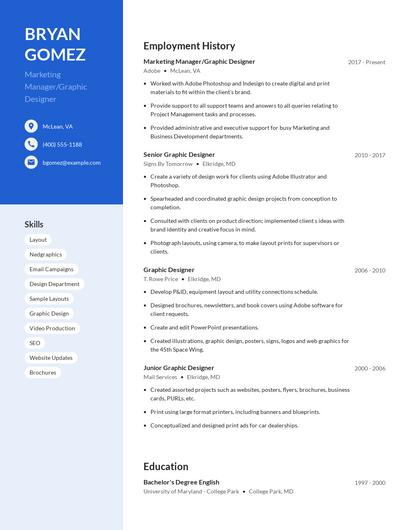 Marketing Manager/Graphic Designer Resume