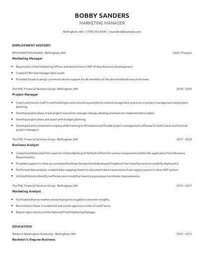 Marketing Manager Resume