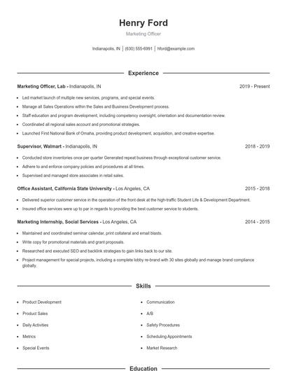 Resume example 1