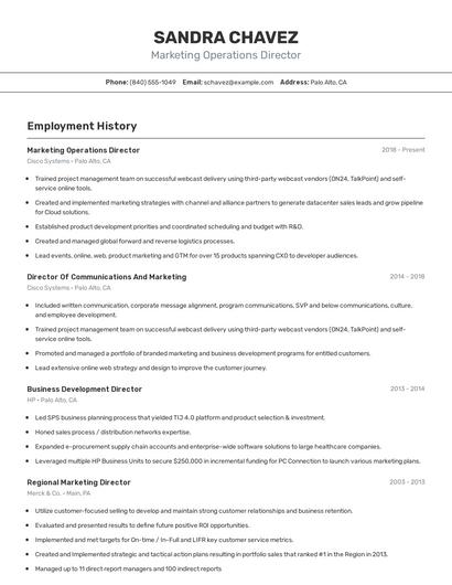 Marketing Operations Director Resume