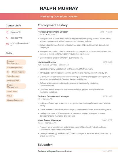 Marketing Operations Director Resume
