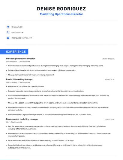 Marketing Operations Director Resume