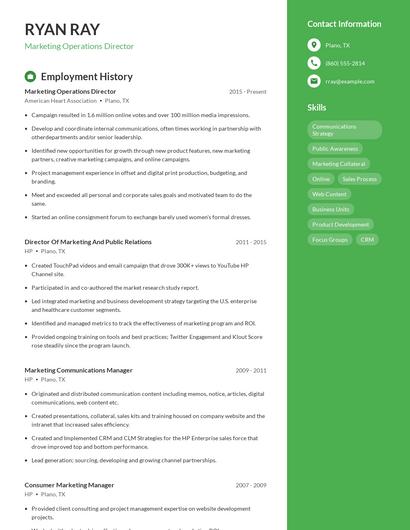 Marketing Operations Director Resume