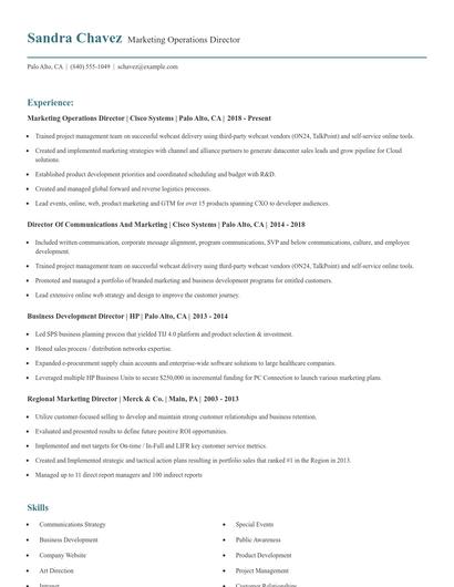 Marketing Operations Director Resume