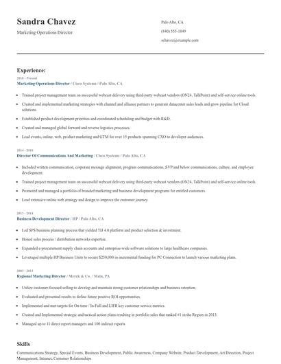 Marketing Operations Director Resume