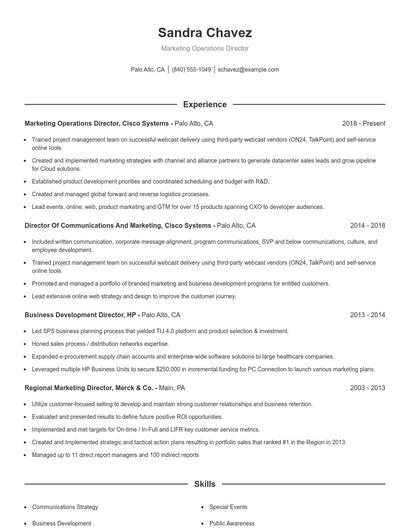 Marketing Operations Director Resume