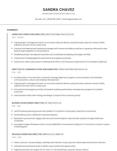 Marketing Operations Director Resume