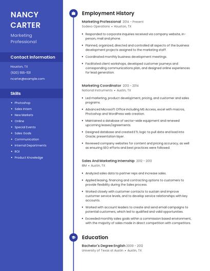 Marketing Professional Resume