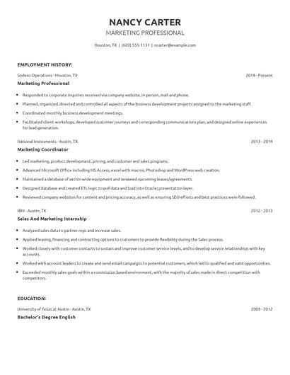 Marketing Professional Resume