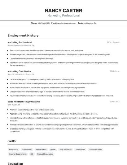 Marketing Professional Resume