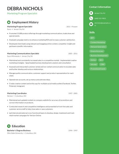 Marketing Program Specialist Resume