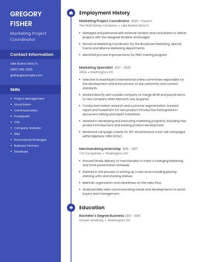 Marketing Project Coordinator Resume