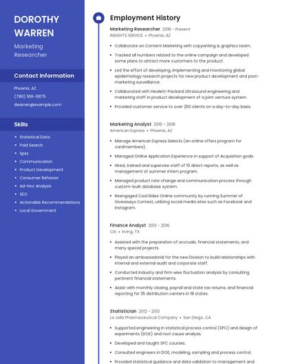 Marketing Researcher Resume