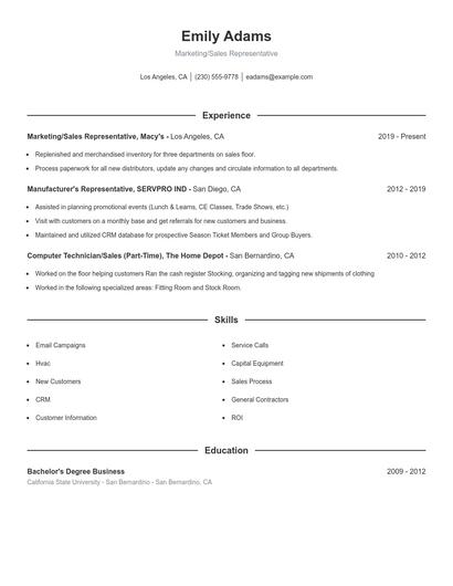 Resume example 1