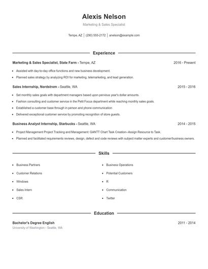 Resume example 1