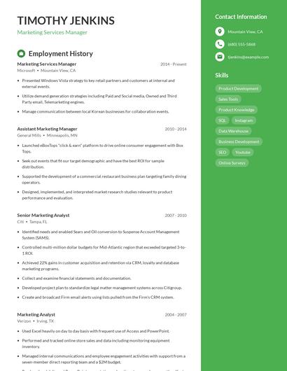 Marketing Services Manager Resume