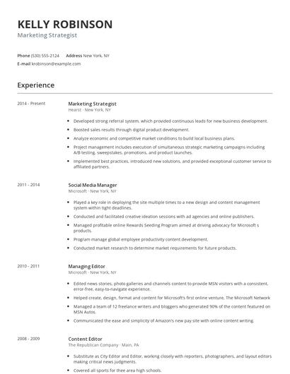Marketing Strategist Resume