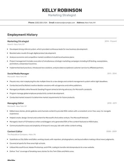 Marketing Strategist Resume