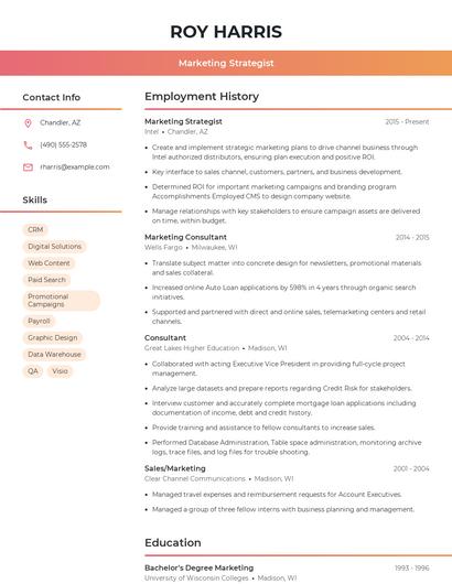 Marketing Strategist Resume