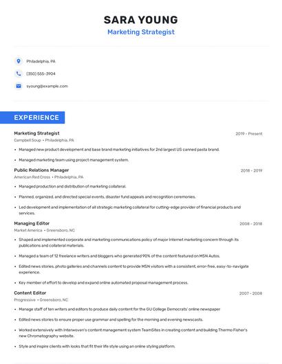 Marketing Strategist Resume