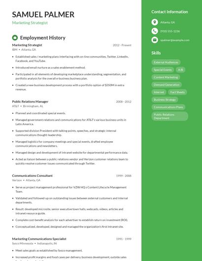 Marketing Strategist Resume