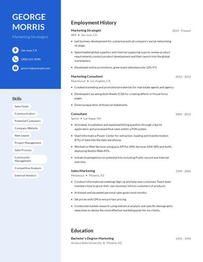 Marketing Strategist Resume