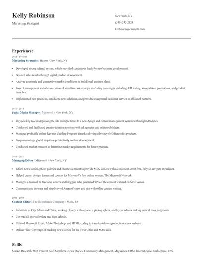 Marketing Strategist Resume