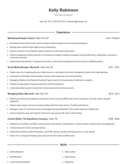 Marketing Strategist Resume