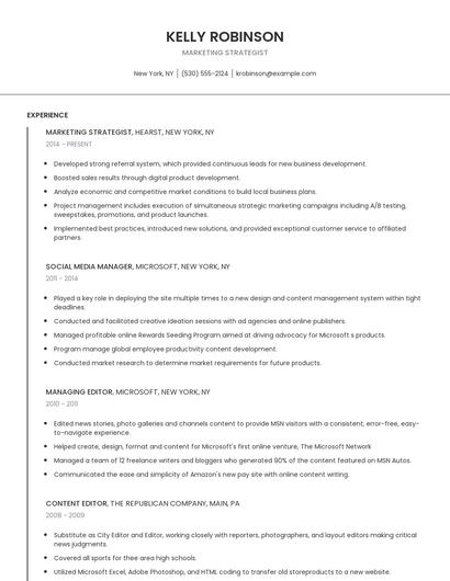 Marketing Strategist Resume
