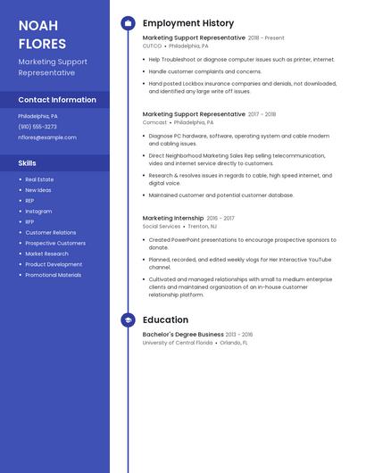 Marketing Support Representative Resume