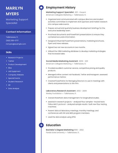 Marketing Support Specialist Resume