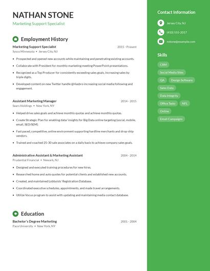 Marketing Support Specialist Resume